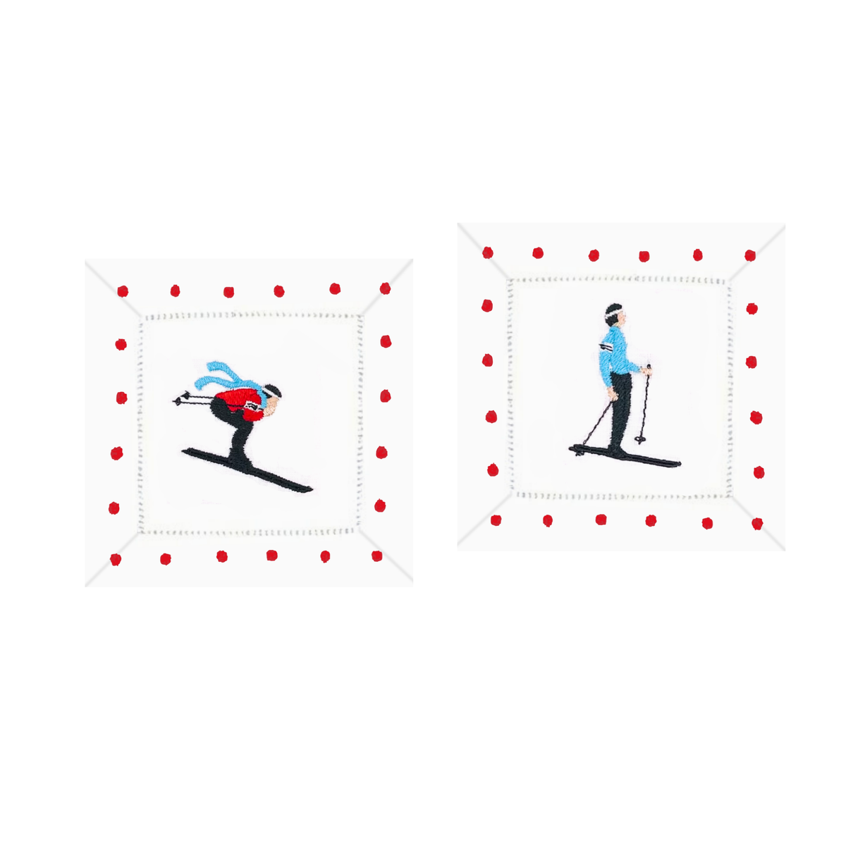 Ski Paper Cocktail Napkins with Red Dots