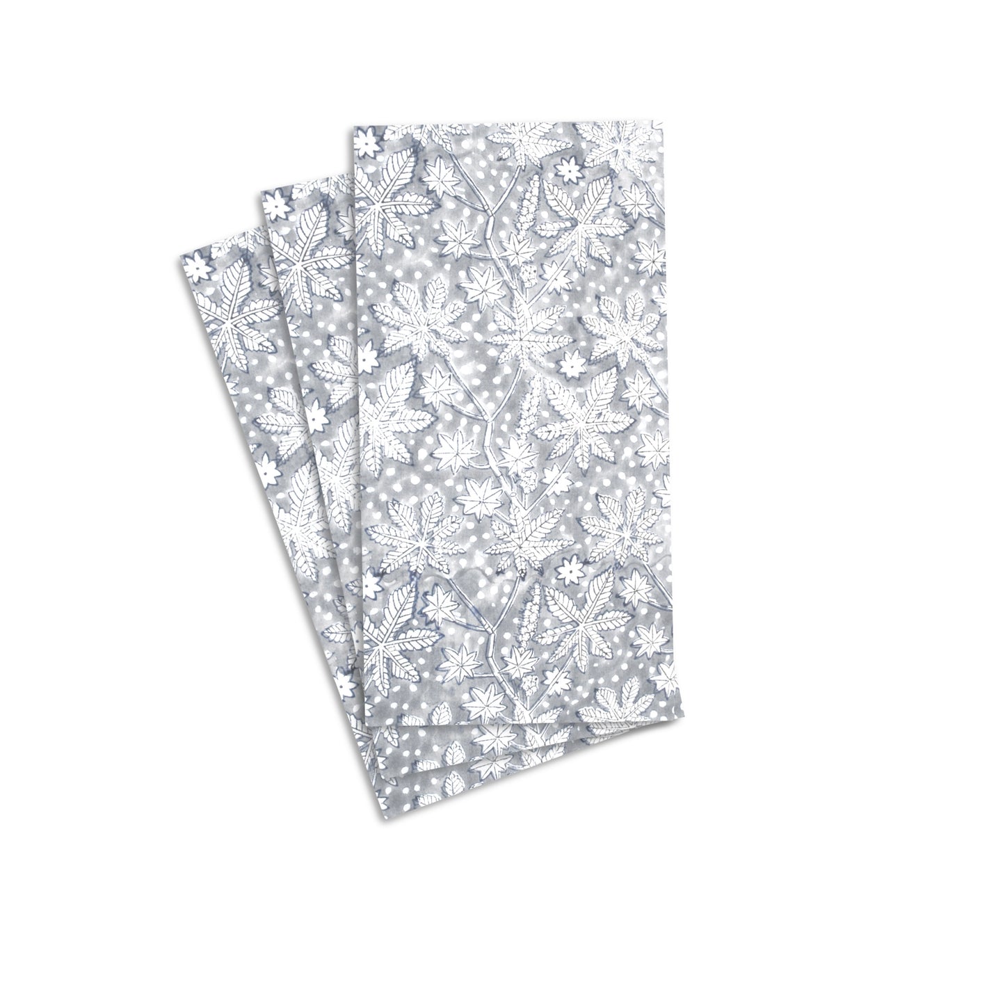 Grey and White Block Print Vines Guest Napkins