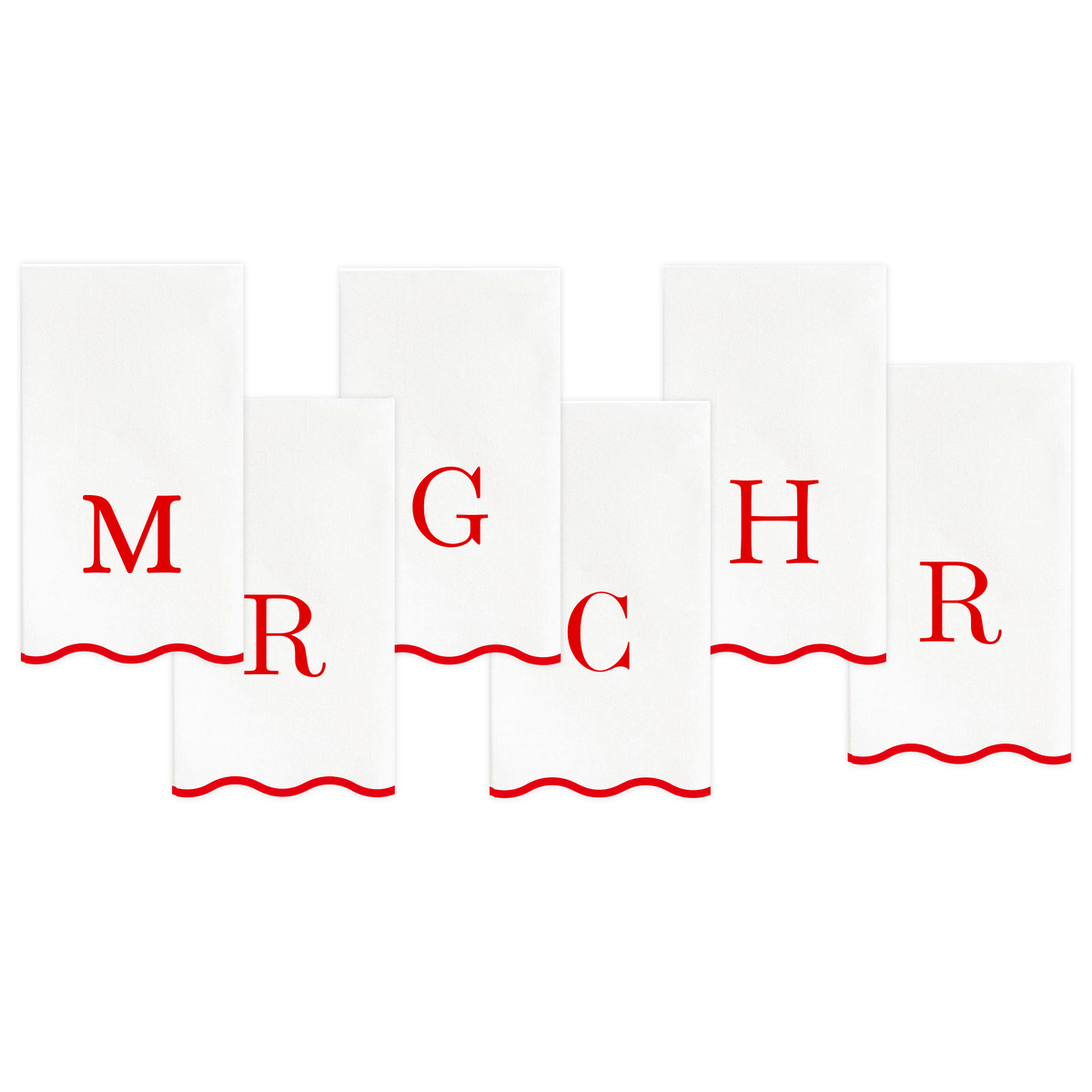 Red Monogram Initial Letter Guest Napkins - Case of 28