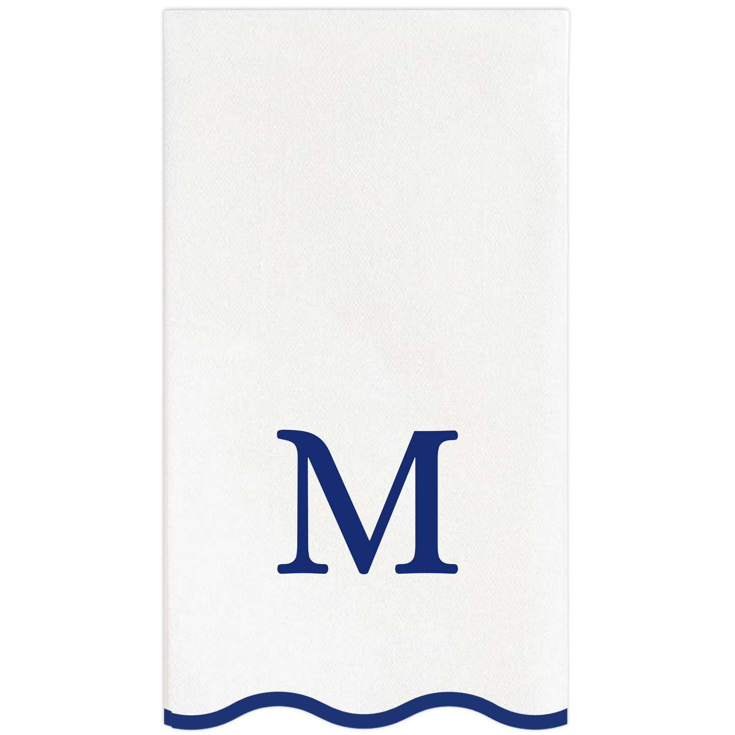 M Initials Letter Monogram Paper Napkins - Blue and White Scalloped