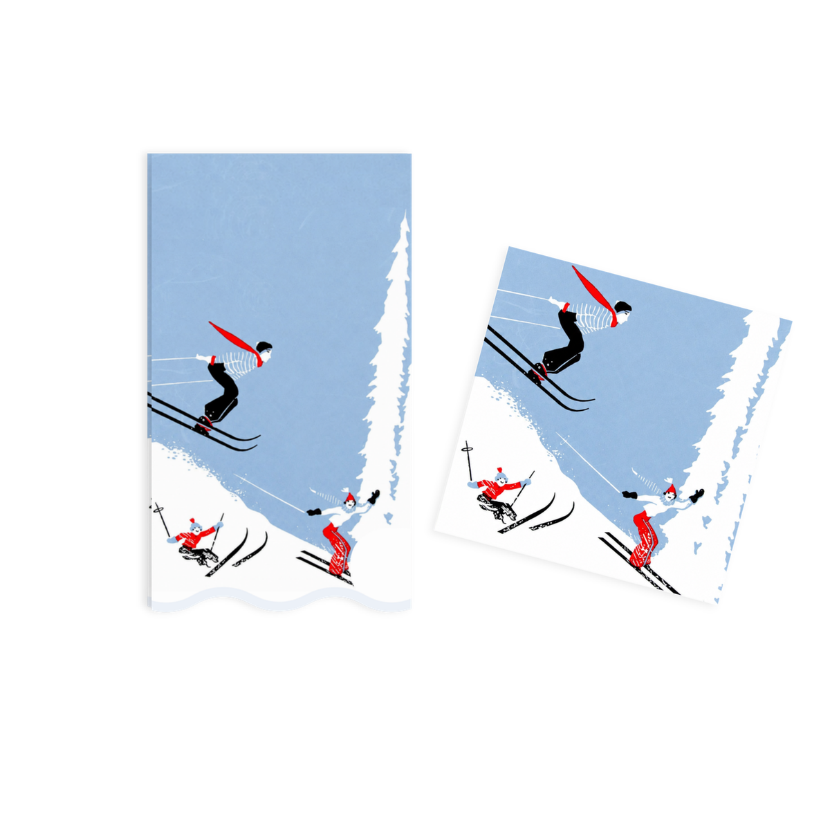 Retro Skiers Paper Guest Napkins