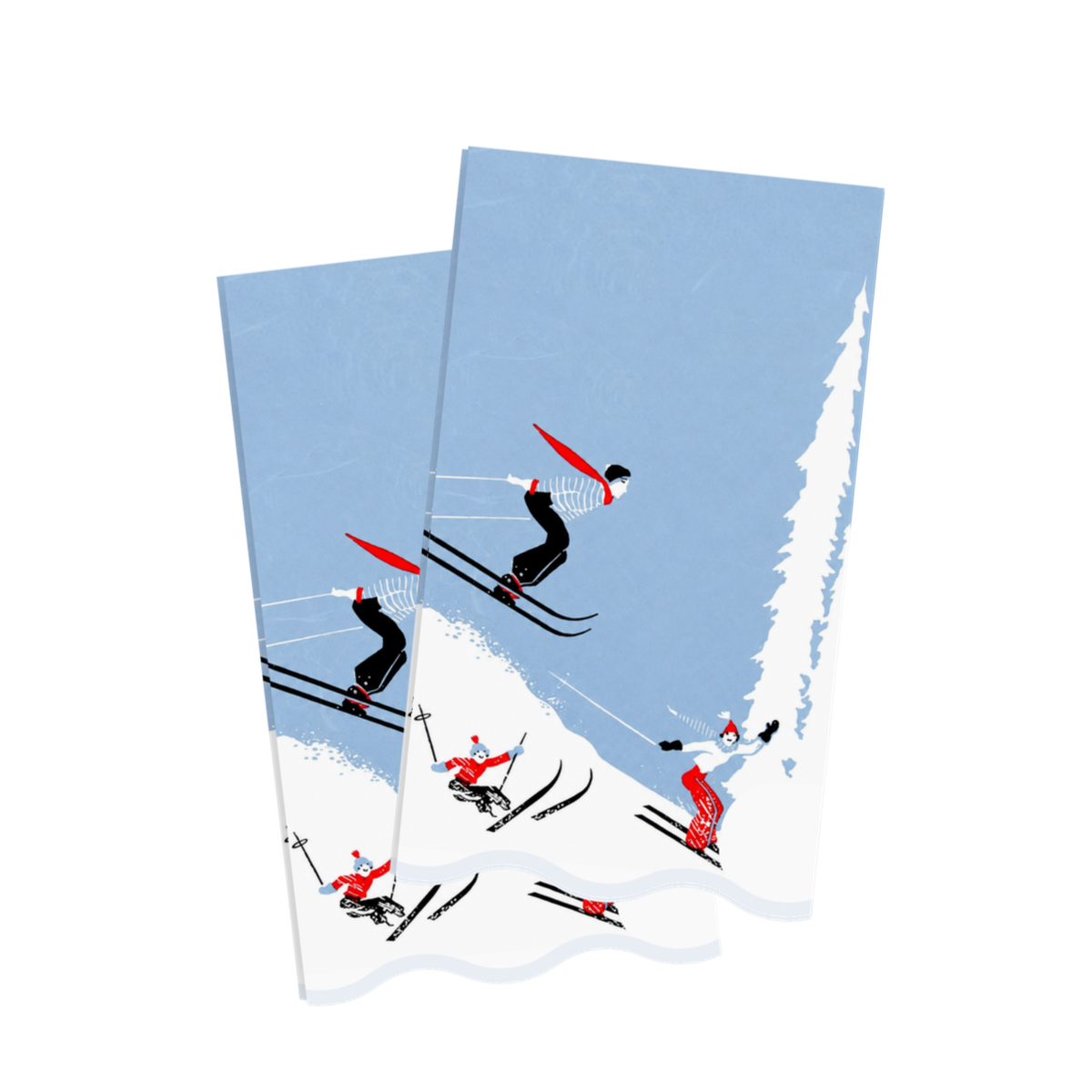Retro Skiers Paper Guest Napkins