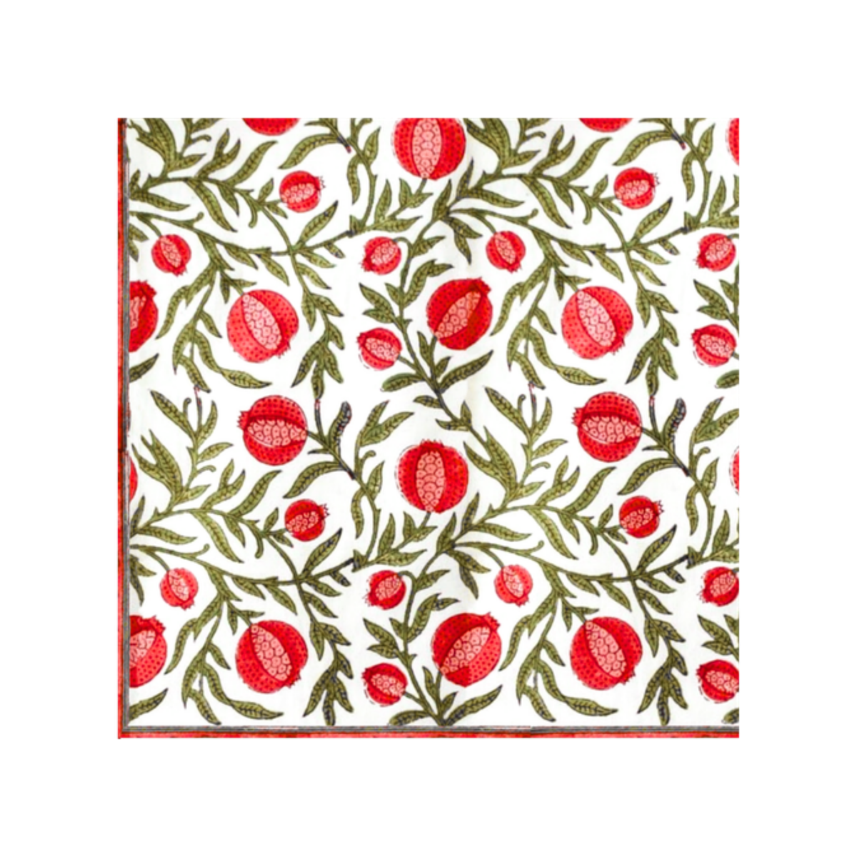 Red Pomegranate Block Print Paper Cocktail Napkins