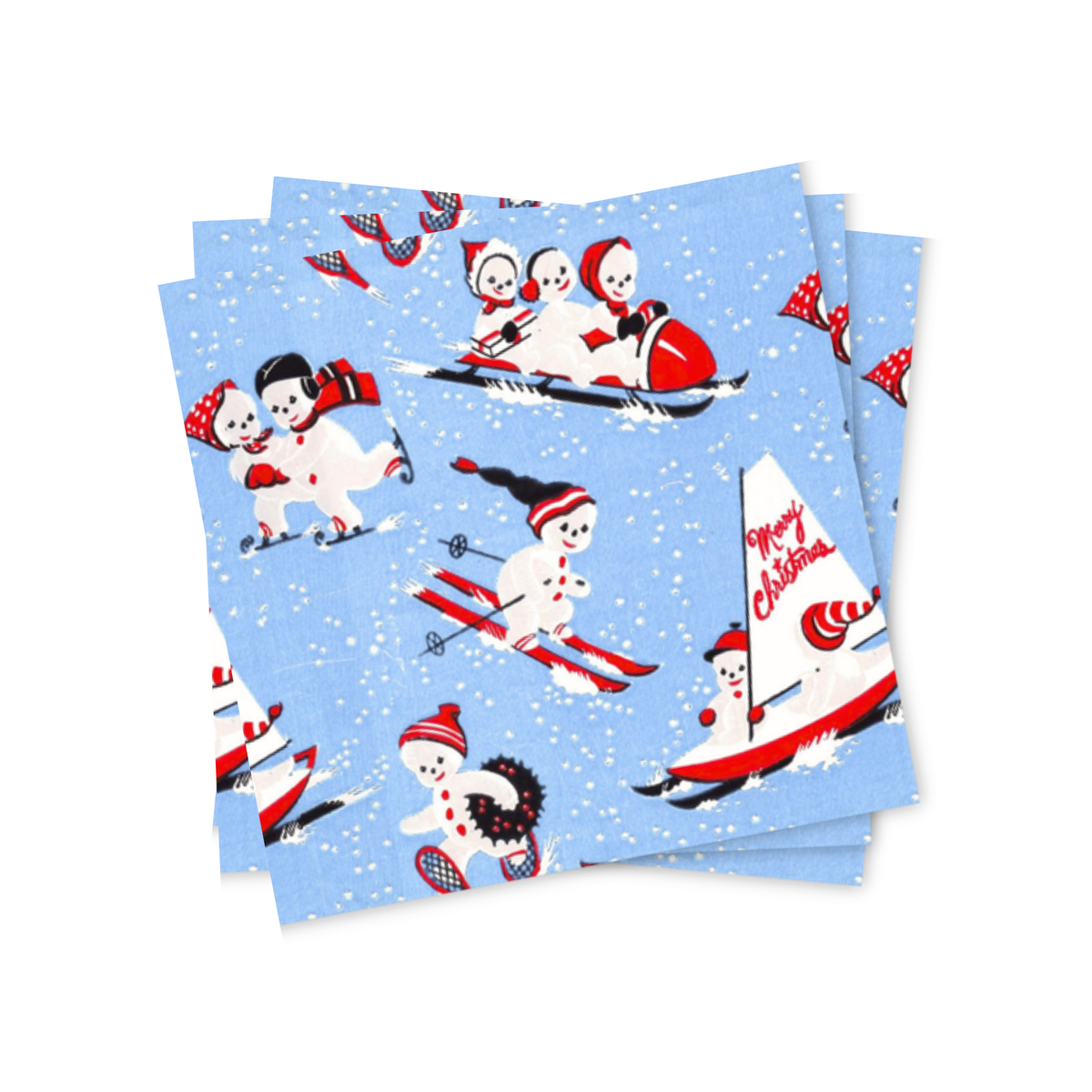 Vintage Snowman Christmas Paper Cocktail Napkins