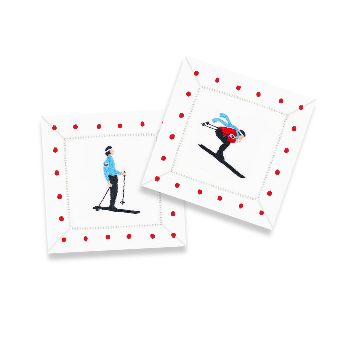 Ski Paper Cocktail Napkins with Red Dots