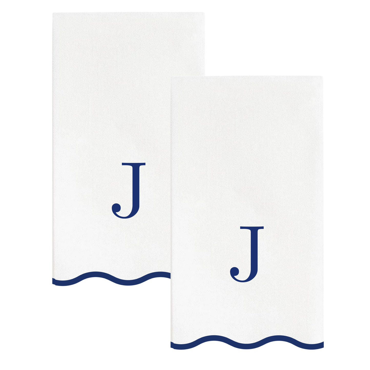 J Initials Letter Monogram Paper Napkins - Blue and White Scalloped