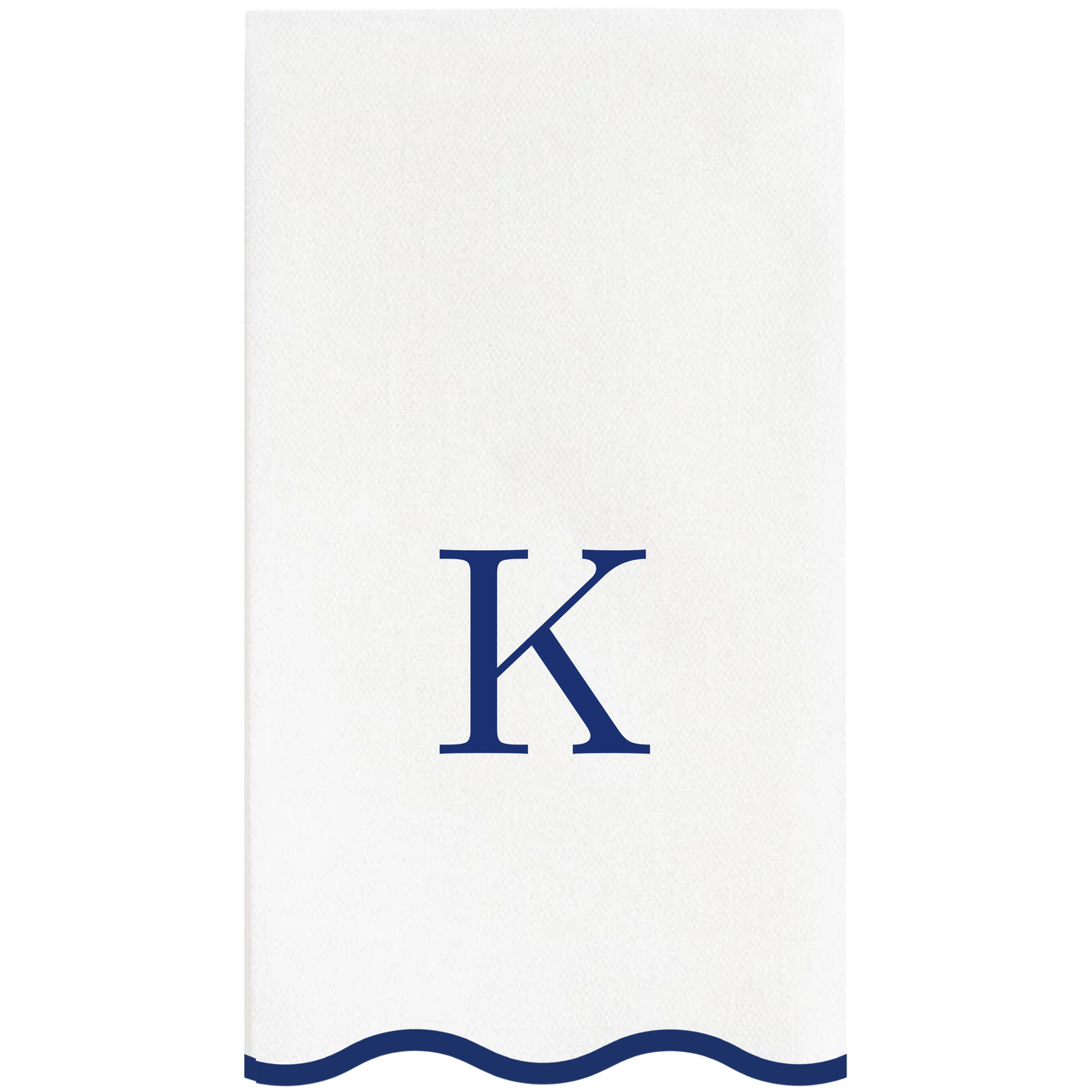 K Initials Letter Monogram Paper Napkins - Blue and White Scalloped