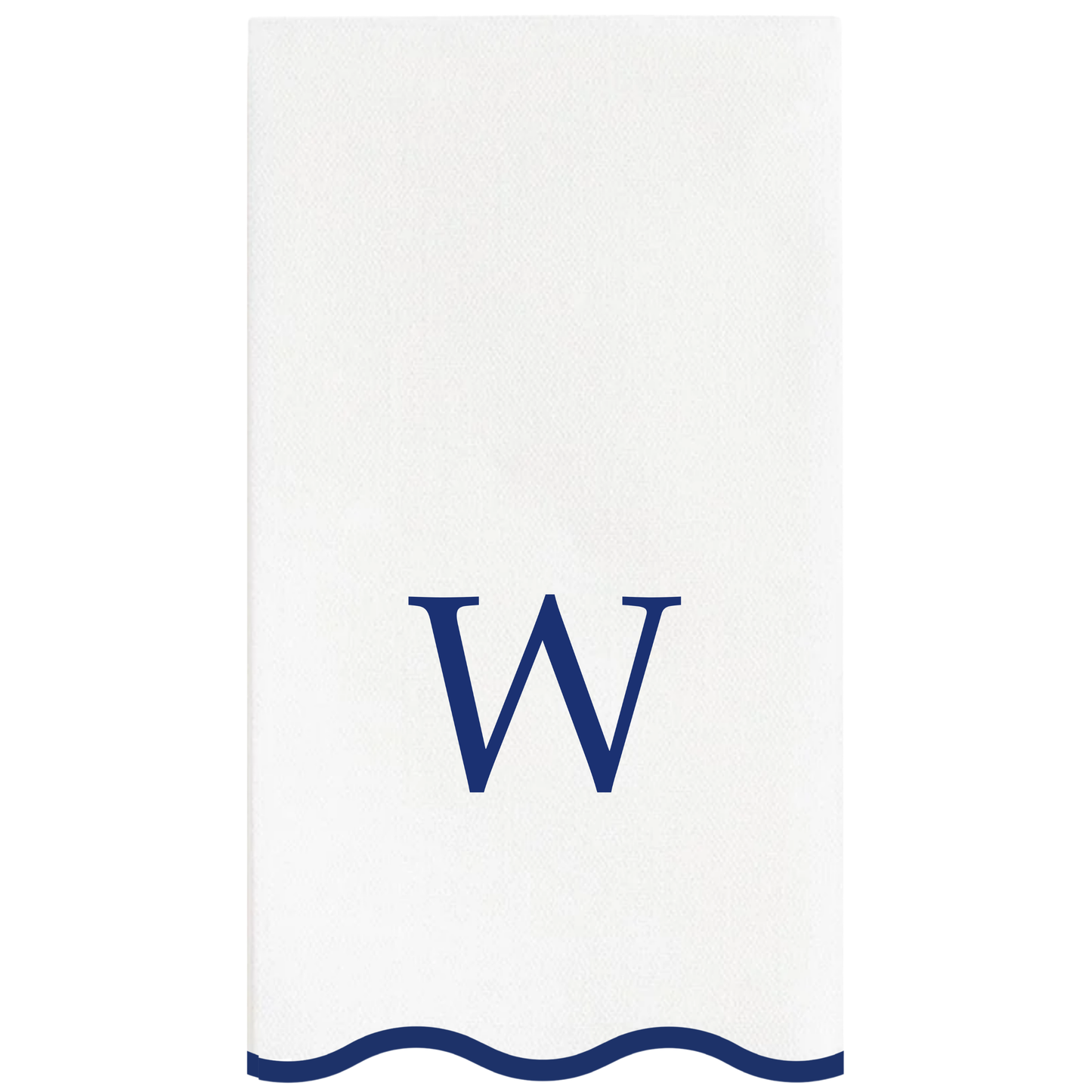 W Initials Letter Monogram Paper Napkins - Blue and White Scalloped