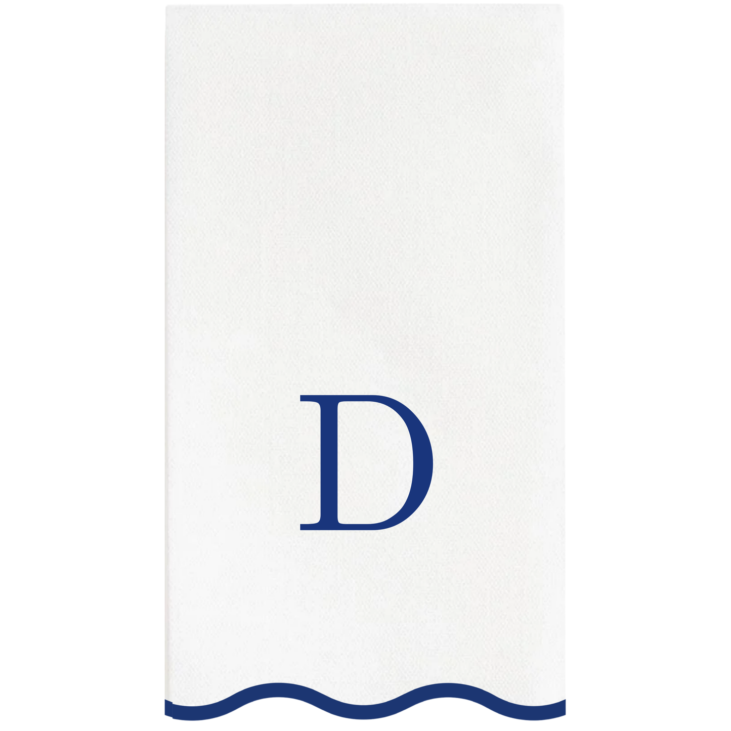 D Initials Letter Monogram Paper Napkins - Blue and White Scalloped
