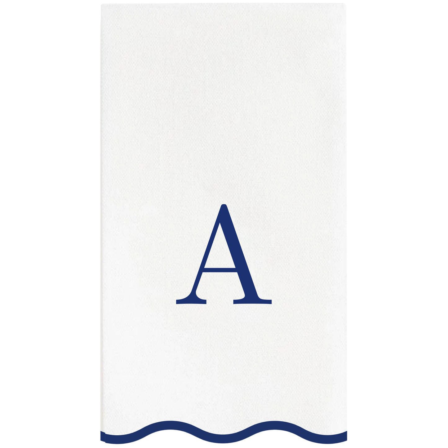 A Initials Letter Monogram Paper Napkins - Blue and White Scalloped