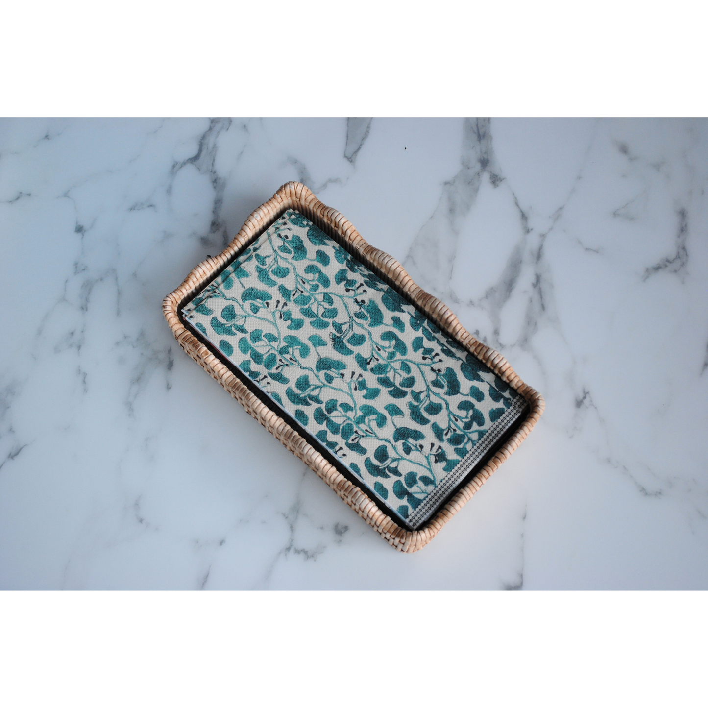 Ginkgo Leaves Block-Print Floral Paper Guest Napkins