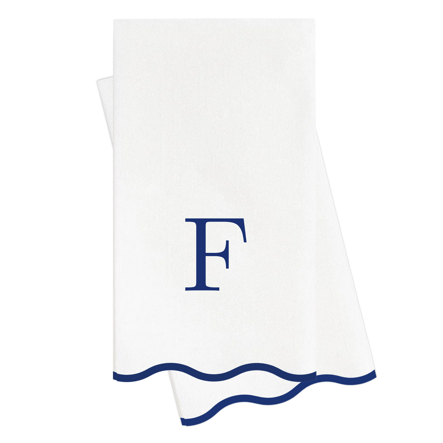 F Initials Letter Monogram Paper Napkins - Blue and White Scalloped