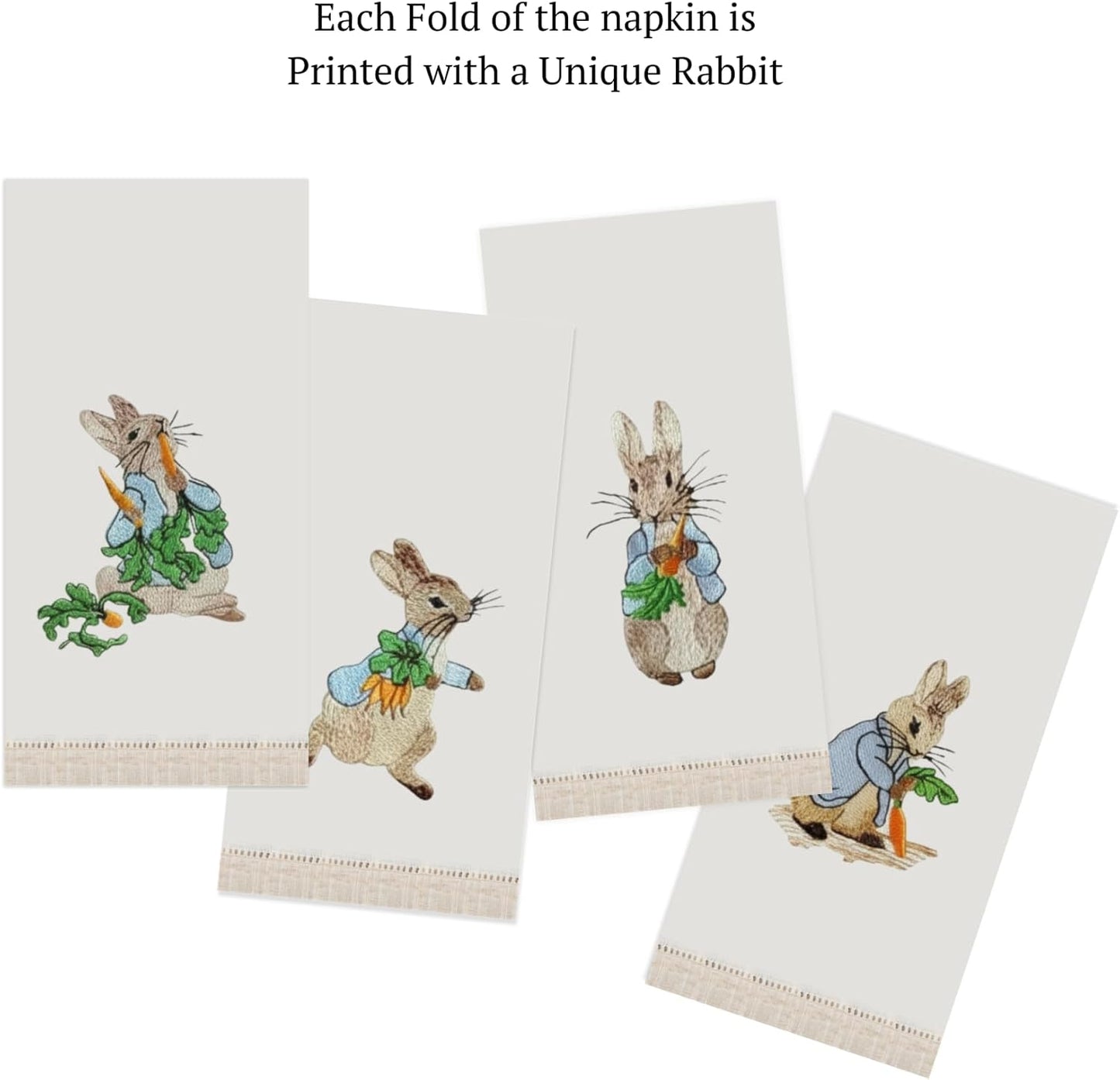 Easter Bunny and Carrot Embroidered Paper Guest Napkins