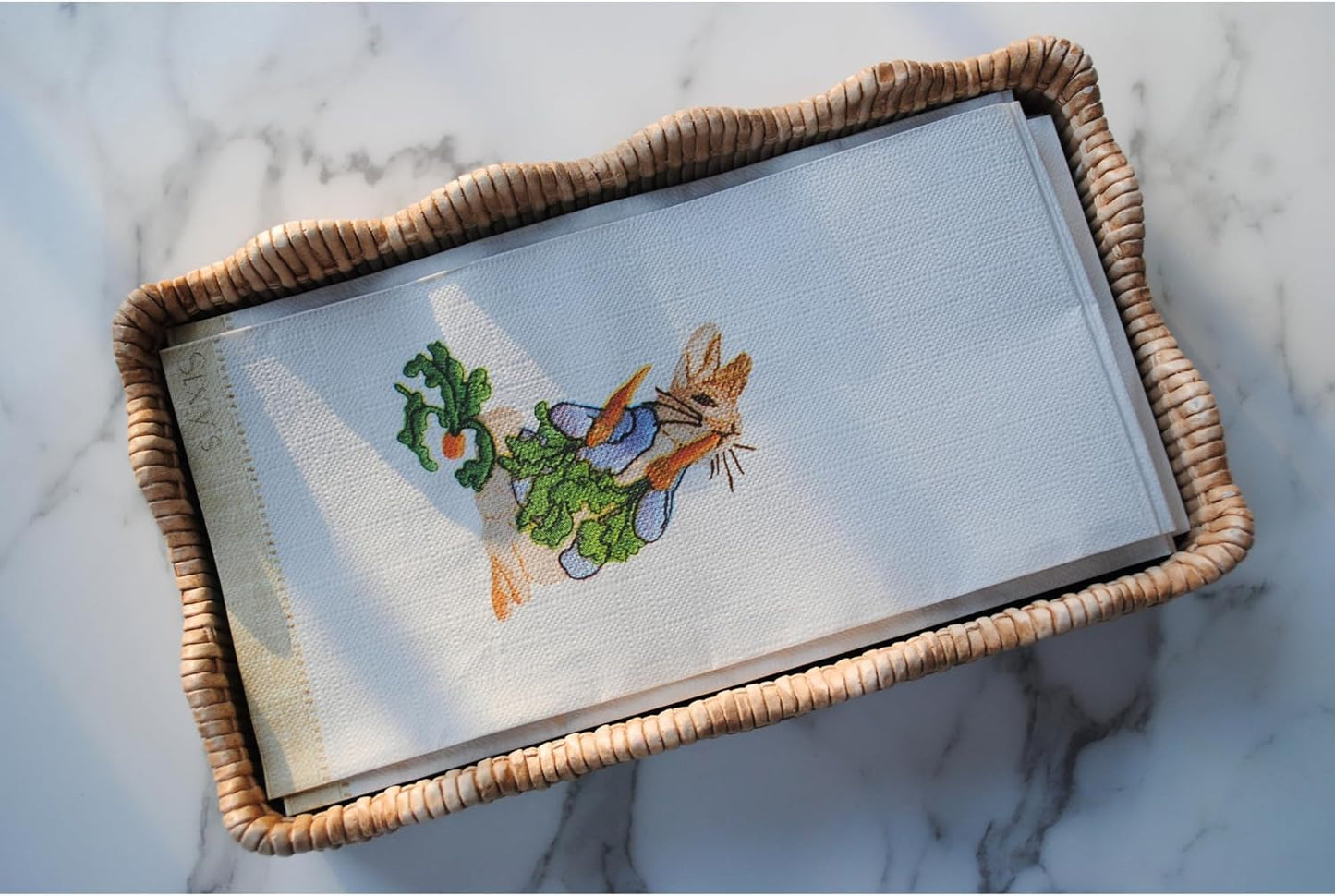 Easter Bunny and Carrot Embroidered Paper Guest Napkins