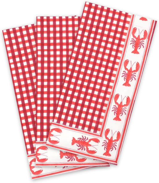 Lobster Block Print Paper Guest Napkins