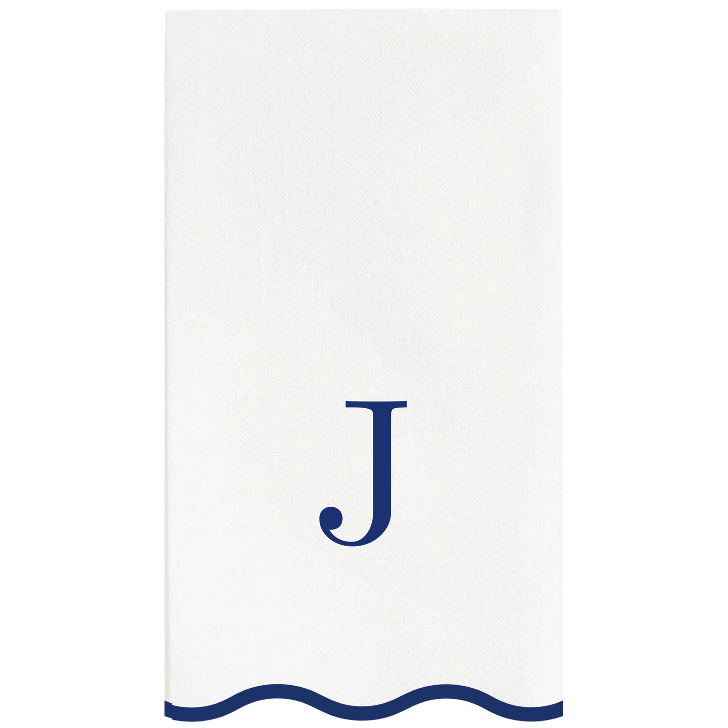 J Initials Letter Monogram Paper Napkins - Blue and White Scalloped