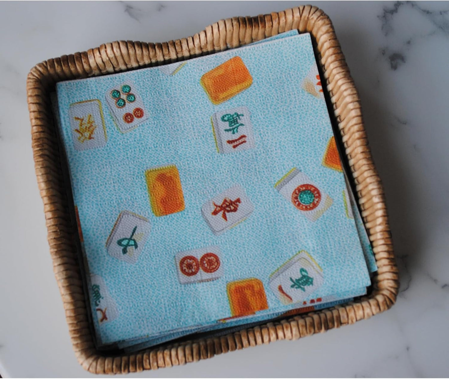 Teal Mahjong Cocktail Napkins