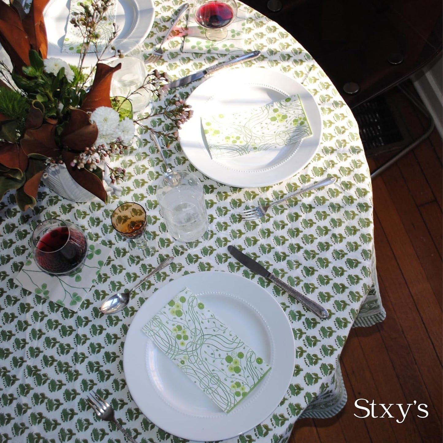 Green Floral Art Nevoux/Deco Paper Guest Napkins