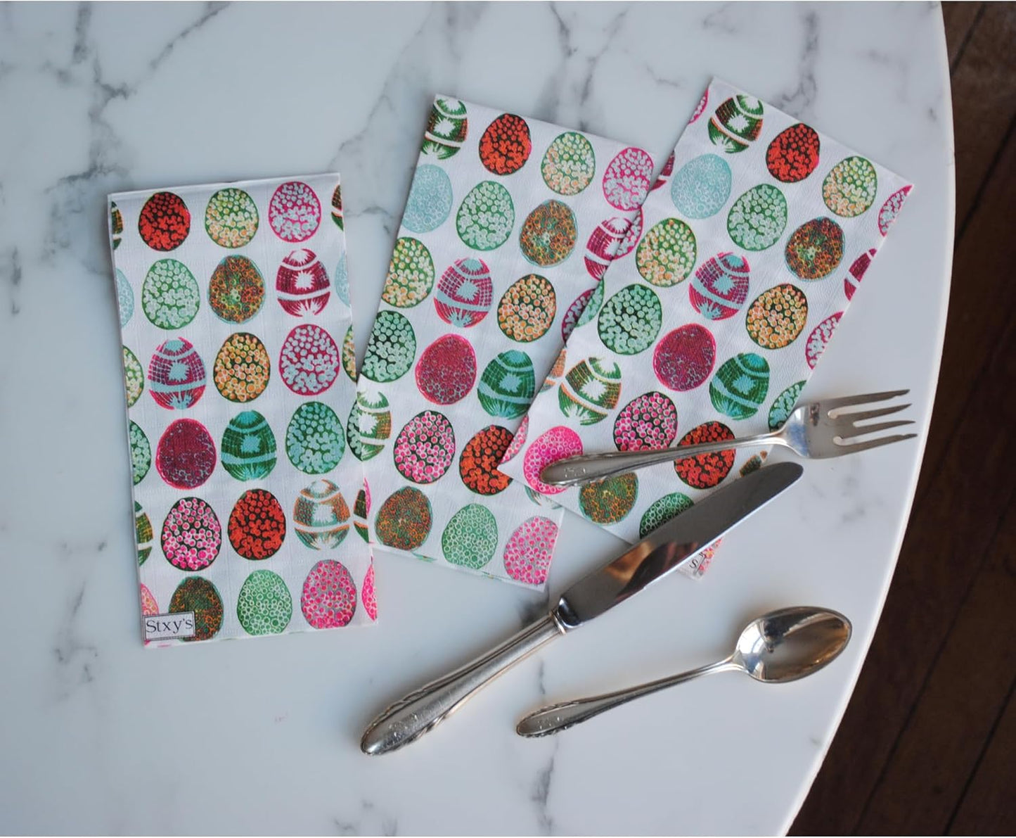 Jewel Toned Block-Print Easter Eggs Paper Guest Napkins