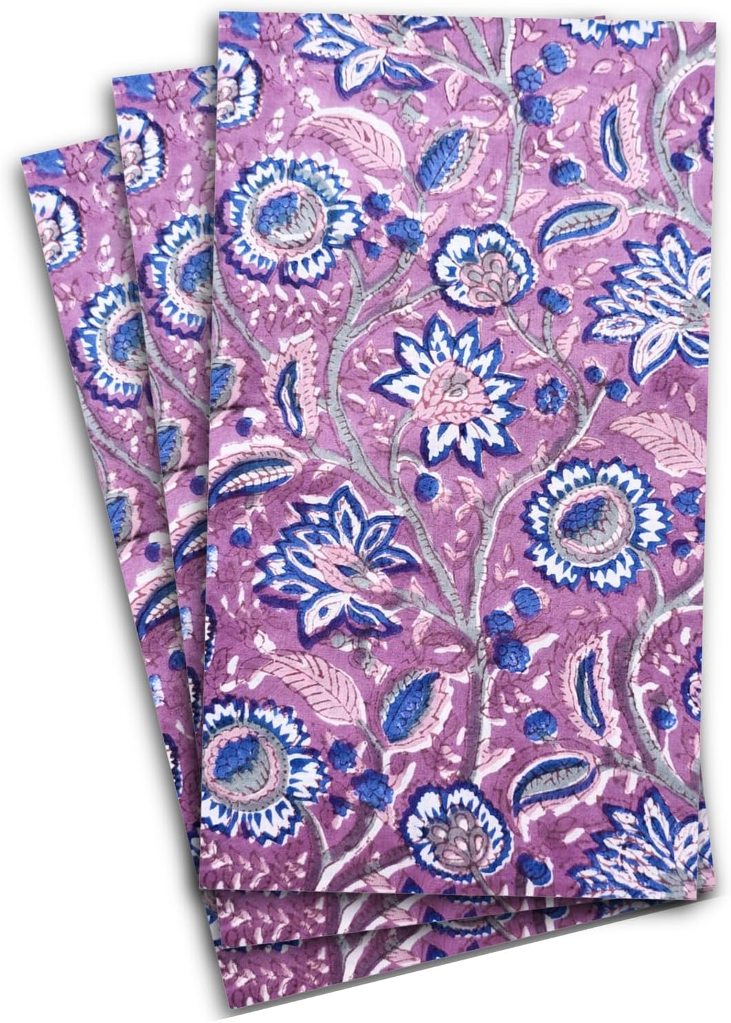 Purple Block Print Paper Guest Napkins