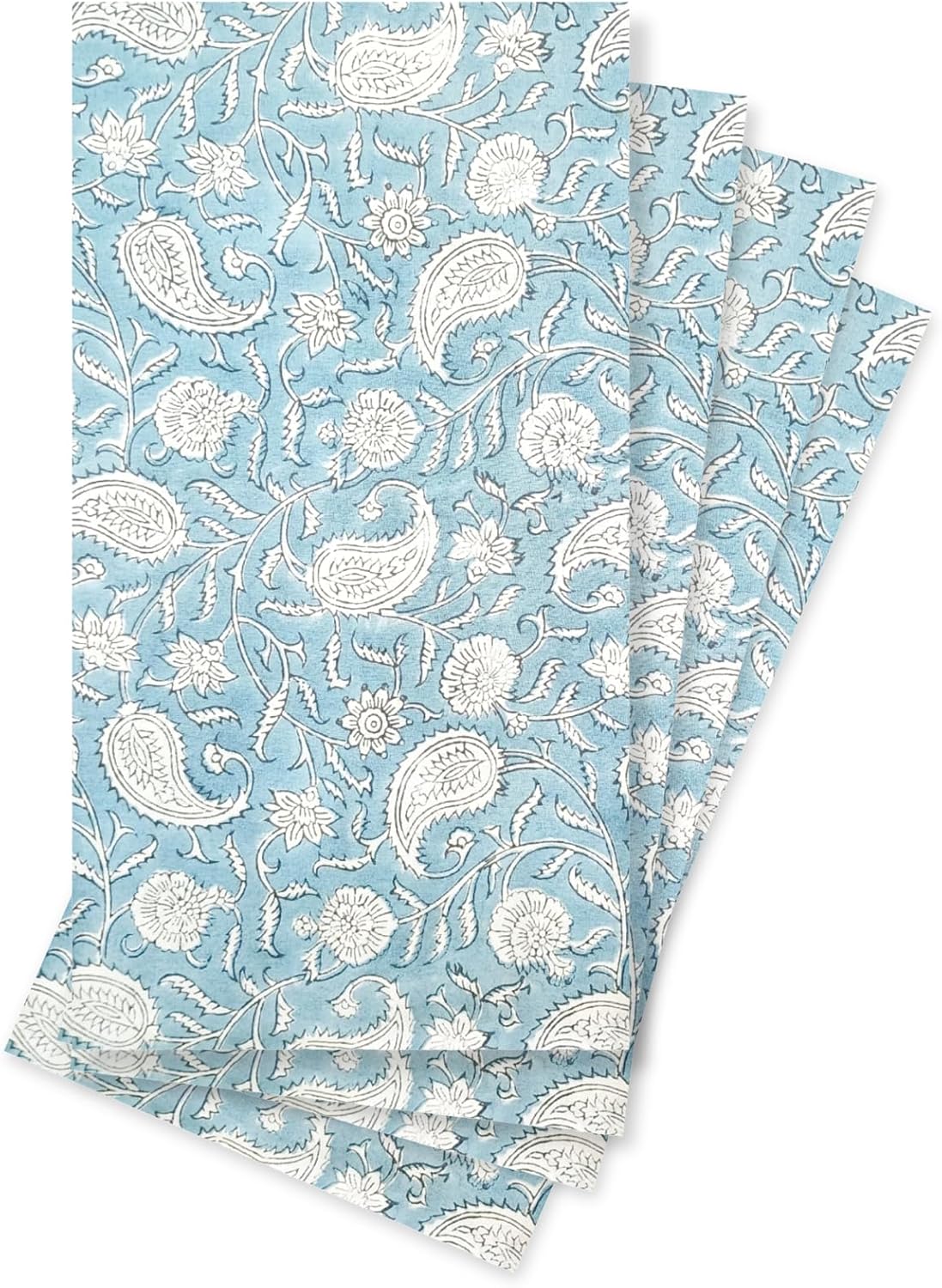 Blue Paisley Block Print Guest Napkins ￼