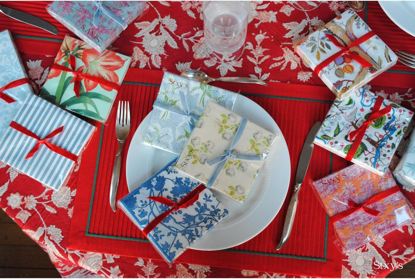 Bowood Gray Rose Cocktail Napkins