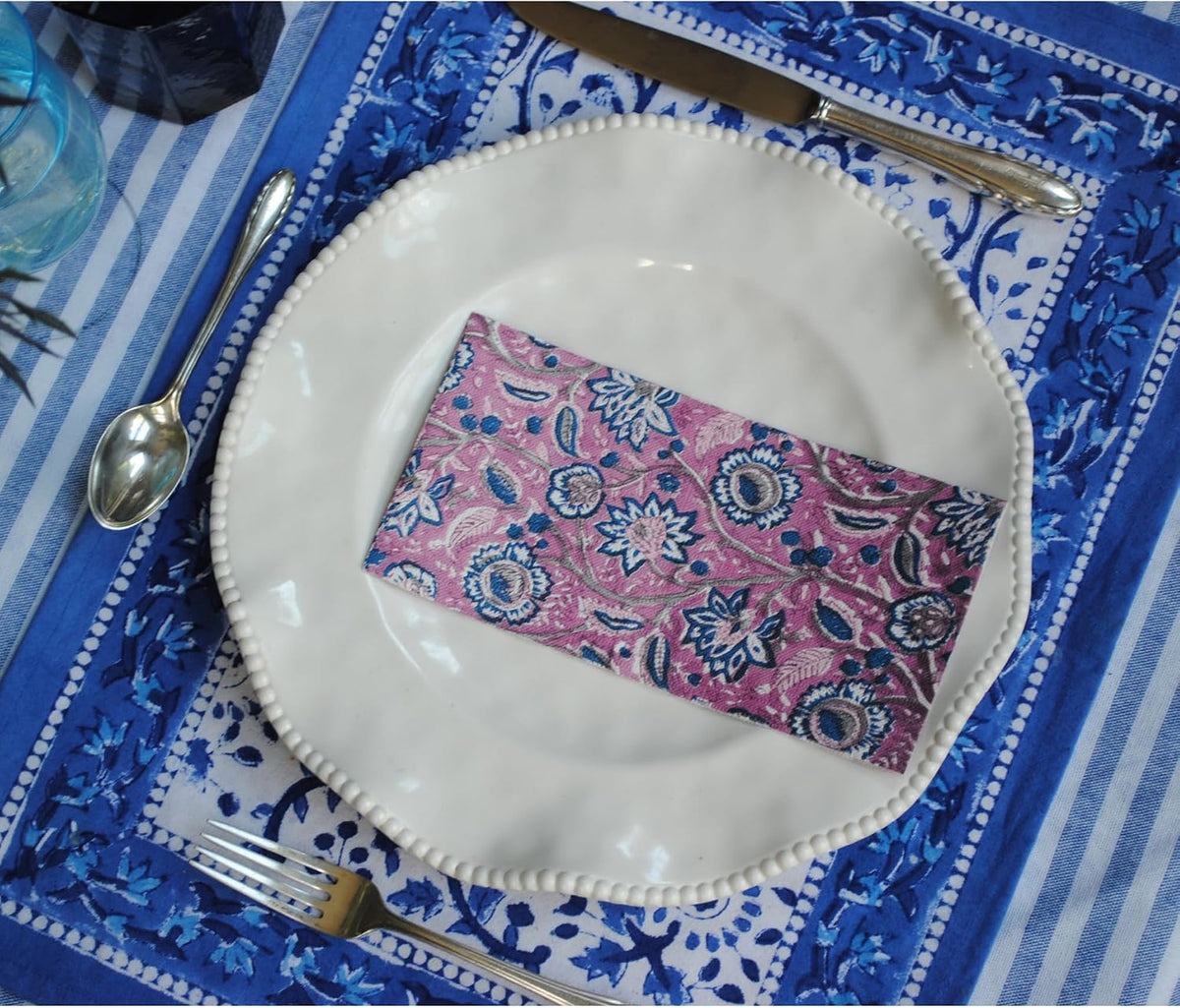 Purple Block Print Paper Guest Napkins