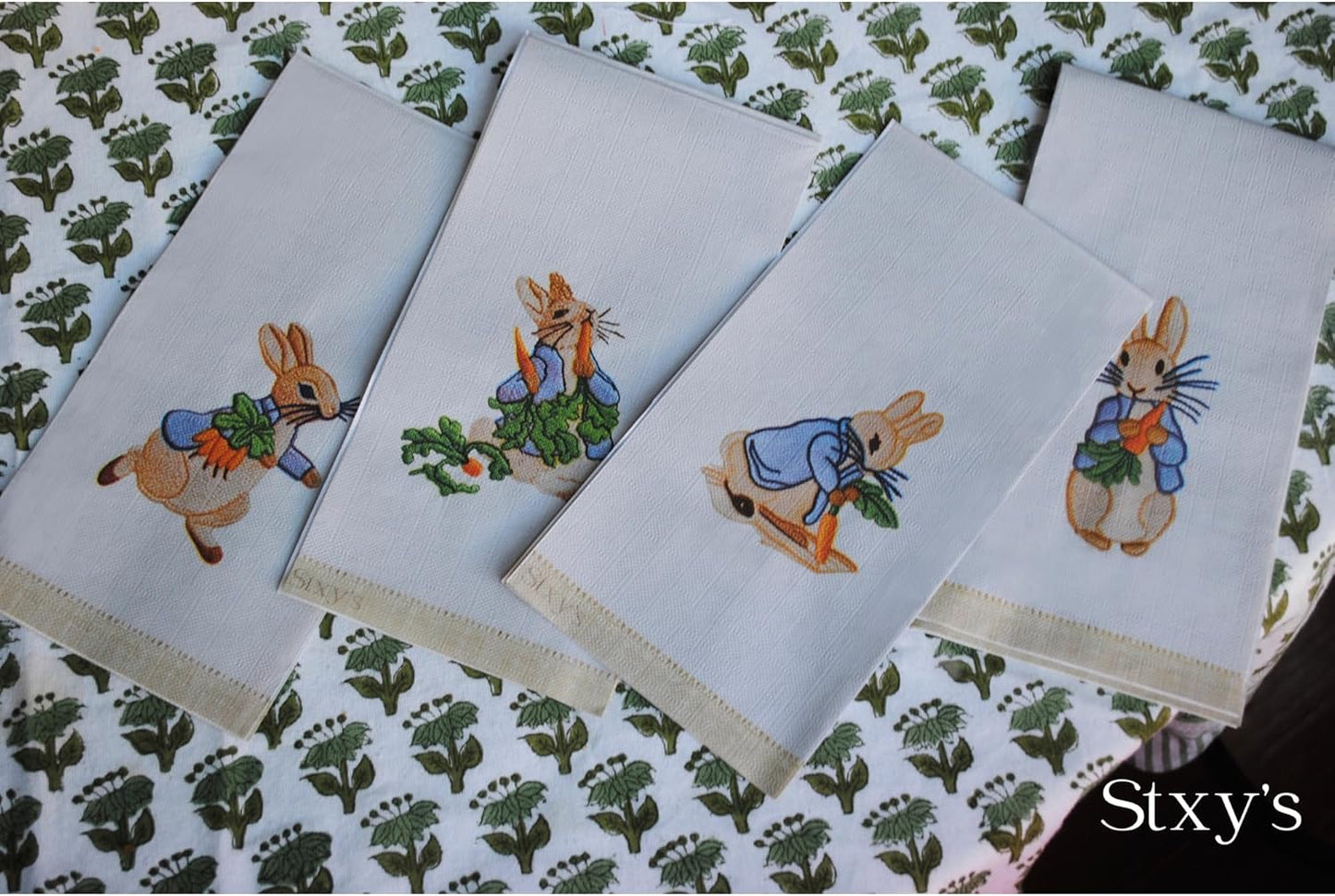 Easter Bunny and Carrot Embroidered Paper Guest Napkins
