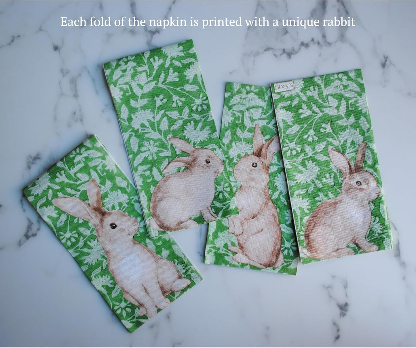 Green Floral Easter Bunny Guest Napkins