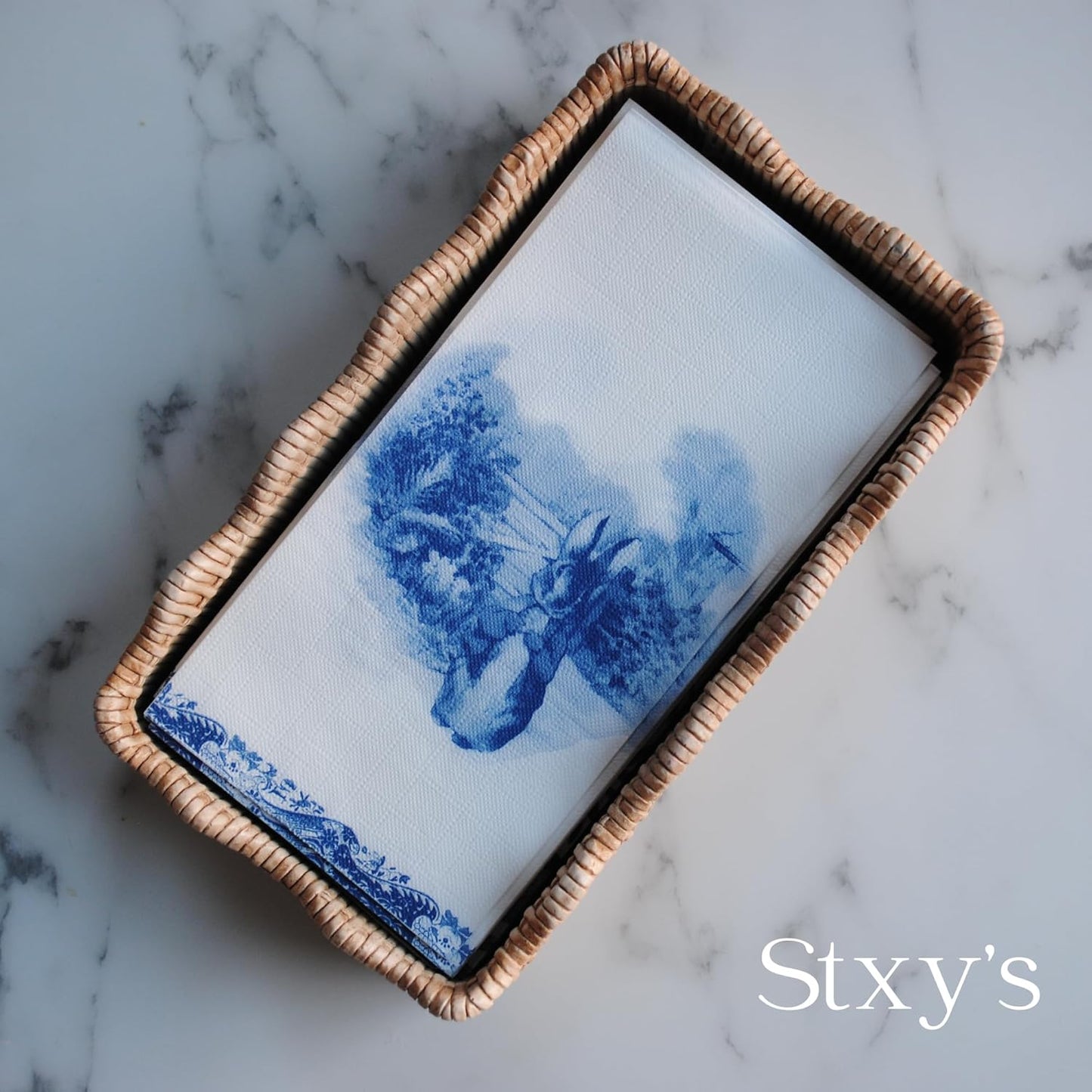 Blue and white Toile Easter Bunny Paper Guest Napkins