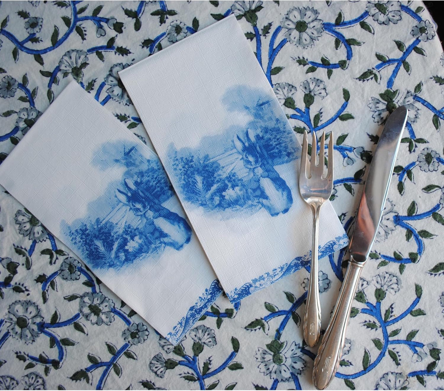 Blue and white Toile Easter Bunny Paper Guest Napkins