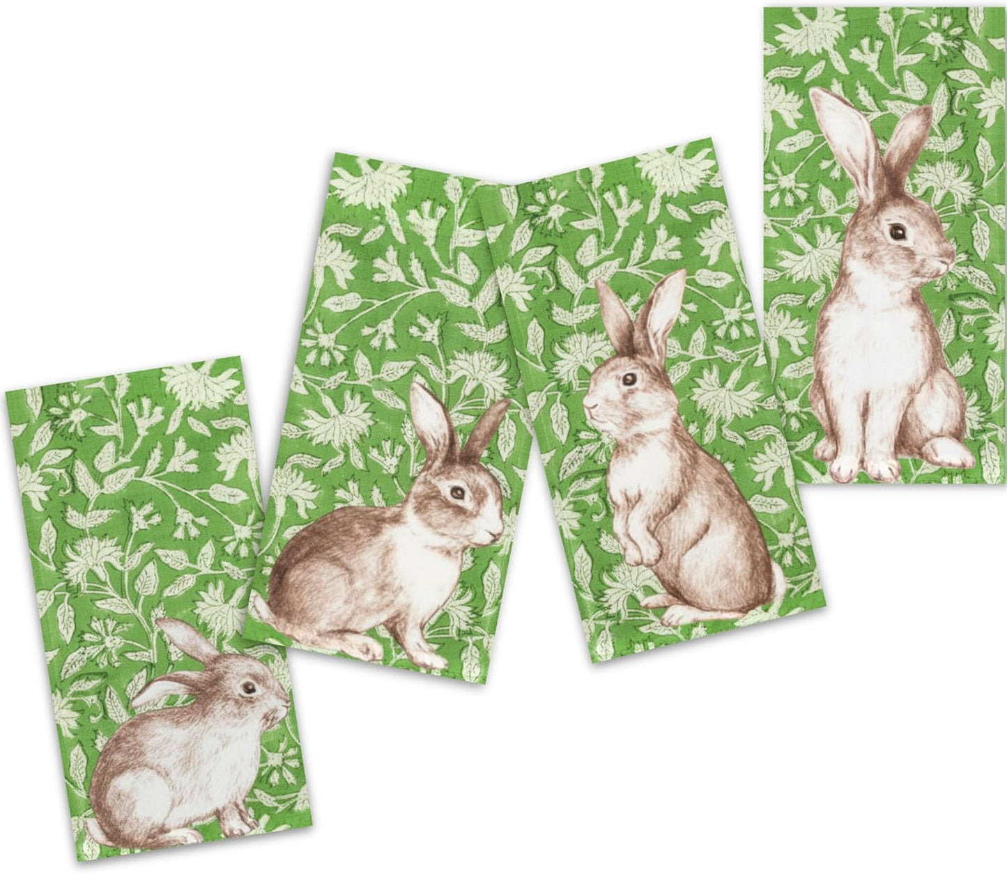 Green Floral Easter Bunny Guest Napkins
