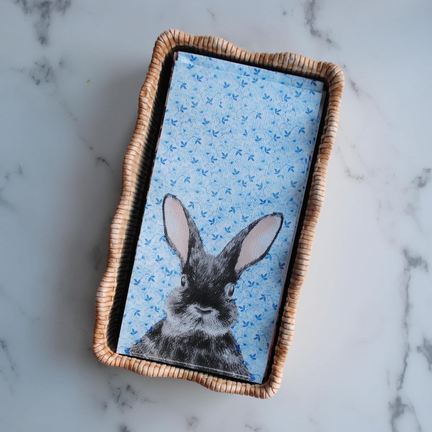 Blue Floral Bunny Easter Guest Napkins