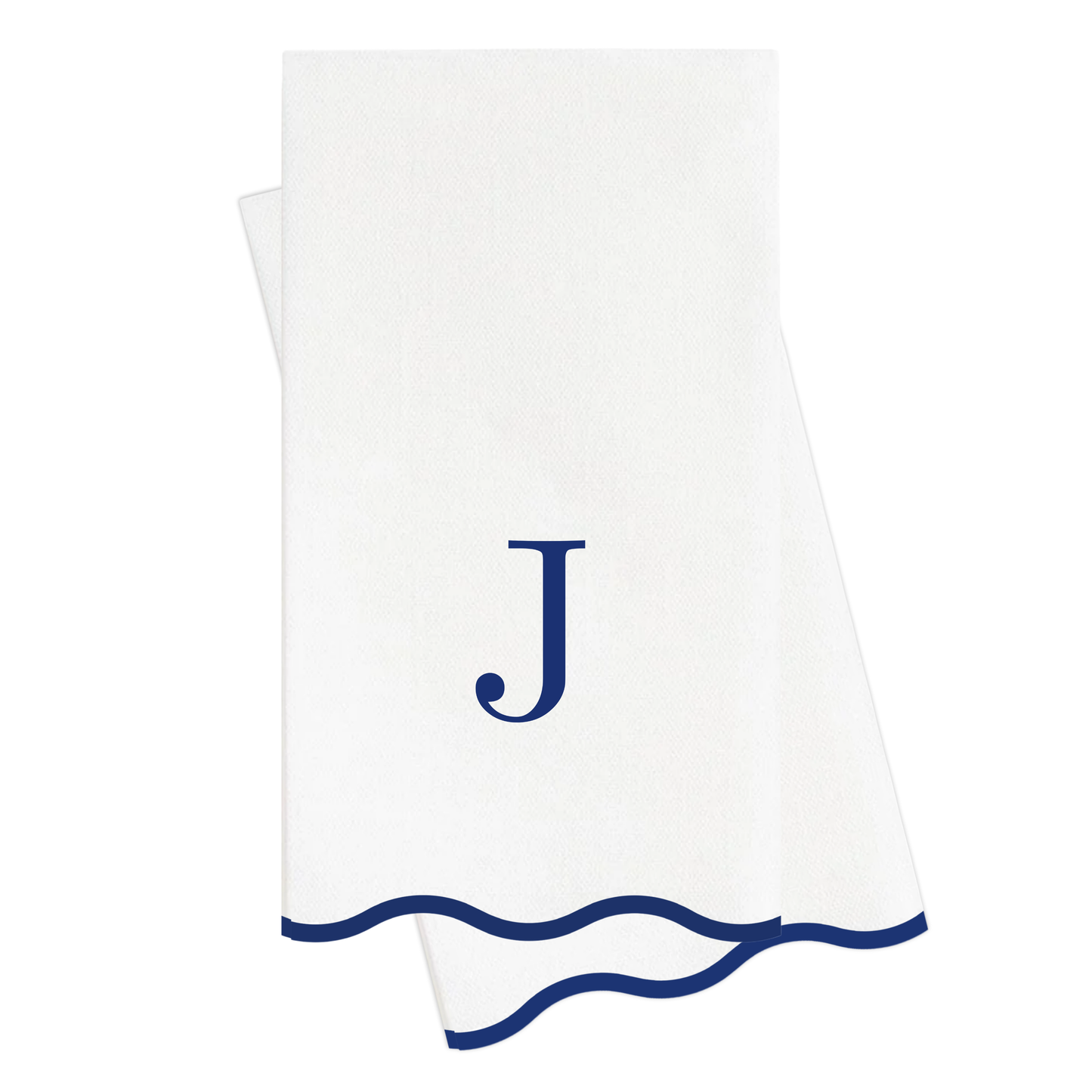 J Initials Letter Monogram Paper Napkins - Blue and White Scalloped