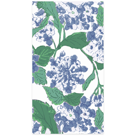 Blue Hydrangea Block Print guest napkins - case of 5