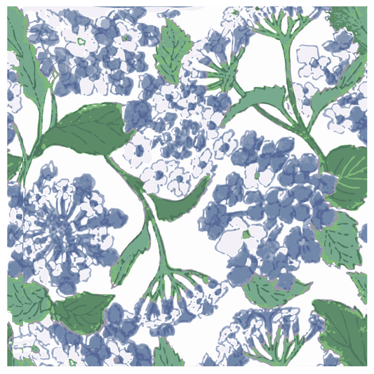 Block Print Blue Hydrangea Cocktail Napkins - case of 5