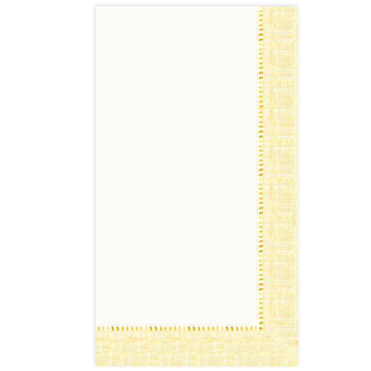 Yellow Linen-Feel Boarder Guest Napkins - Case of 5