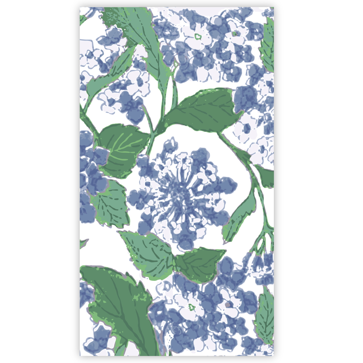 Blue Hydrangea Block Print guest napkins - case of 5