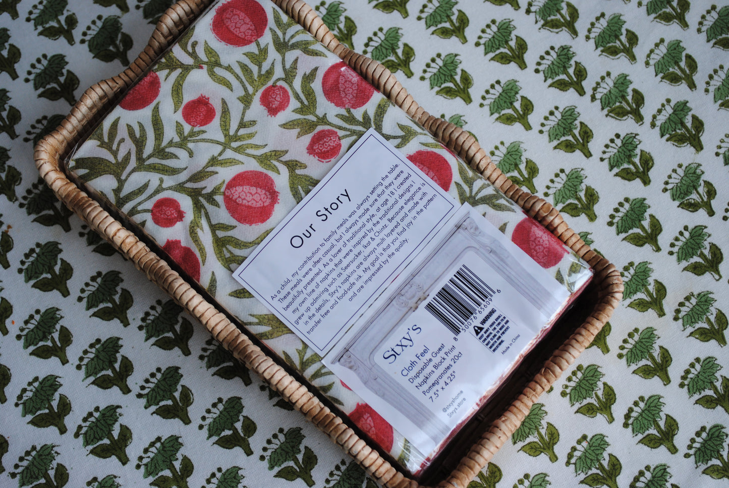 Pomegranate Block Print - Cloth Feel Disposable Napkins