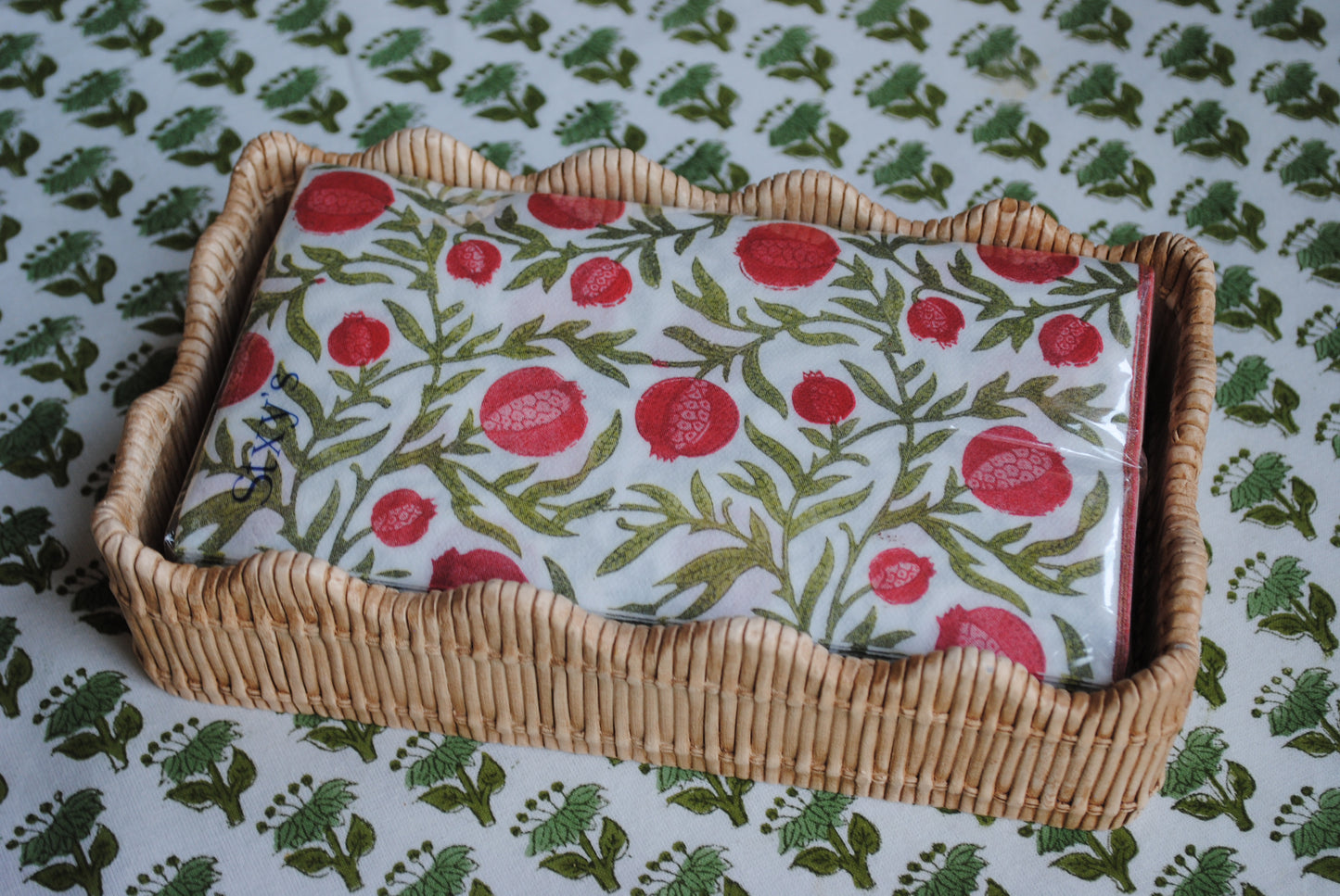 Pomegranate Block Print - Cloth Feel Disposable Napkins