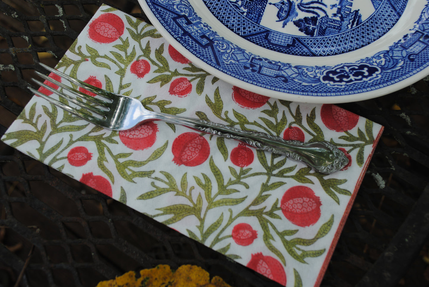 Pomegranate Block Print - Cloth Feel Disposable Napkins