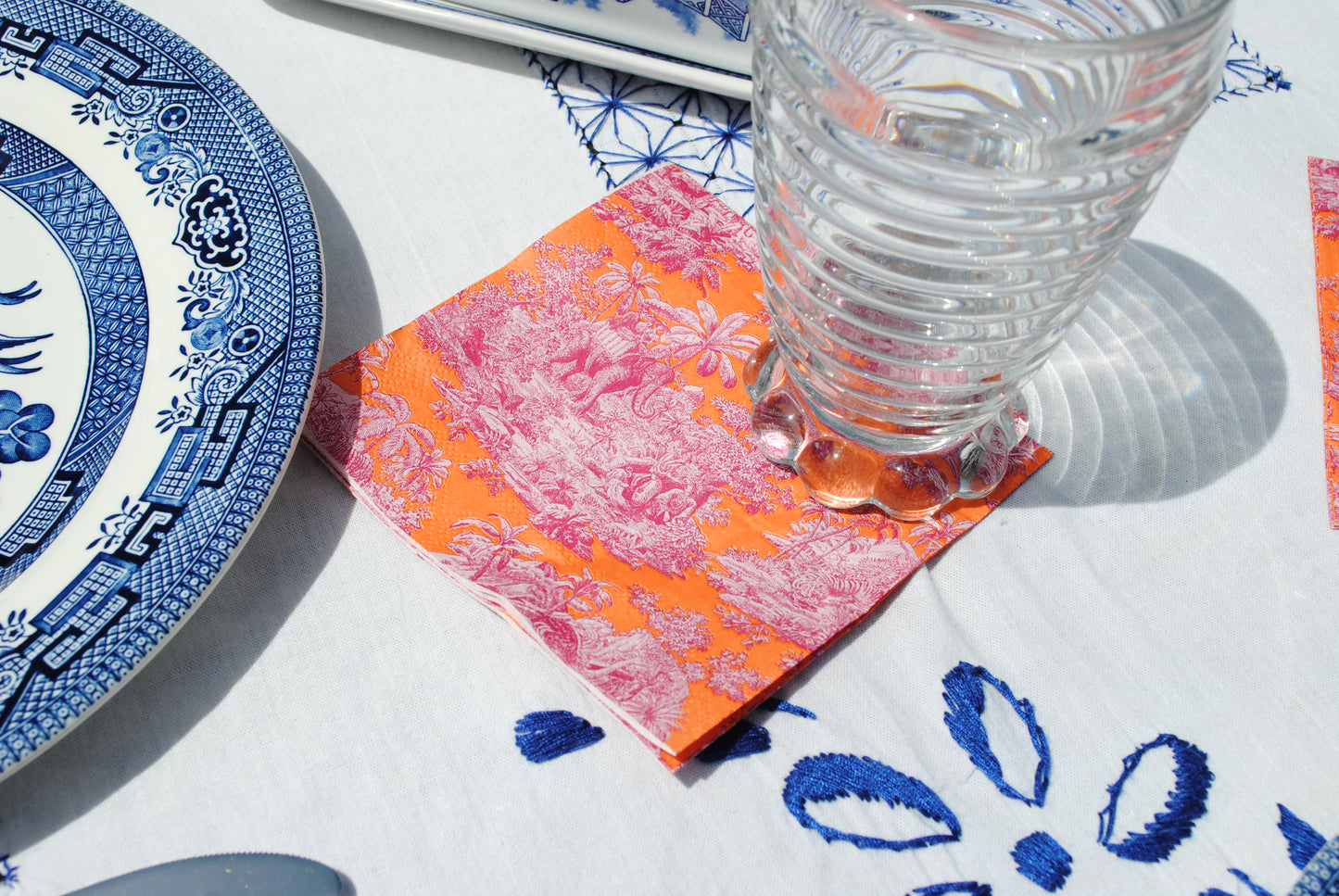 Blood Orange Toile Cocktail Napkins