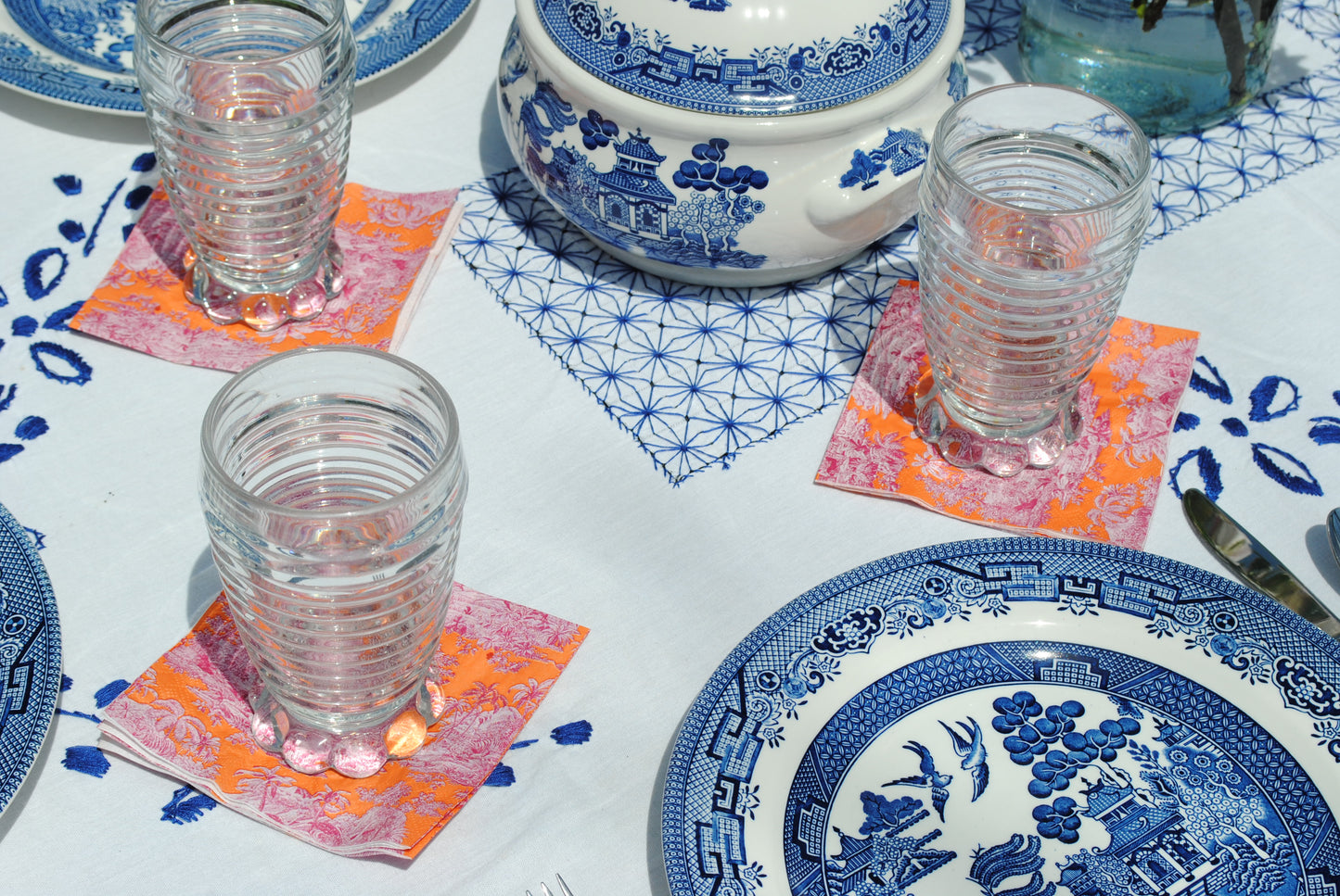 Blood Orange Toile Cocktail Napkins