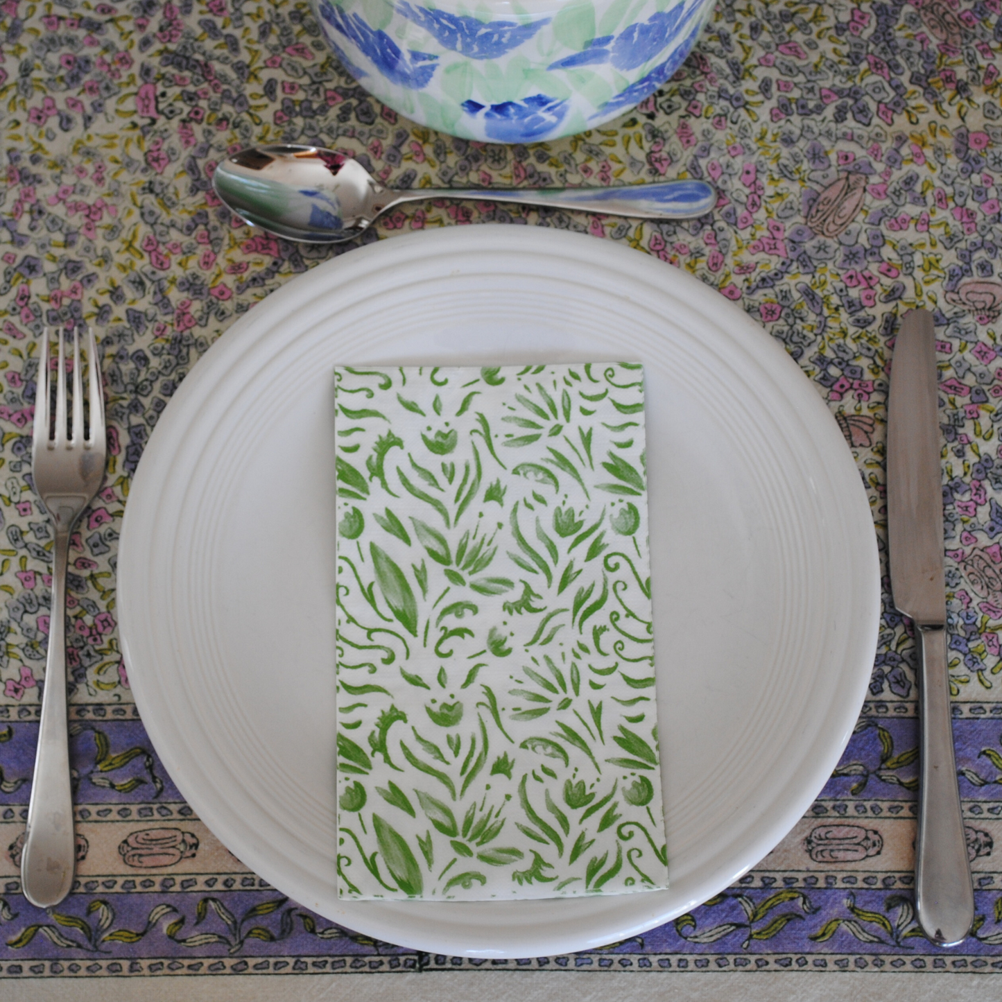 Green Floral Guest Napkins