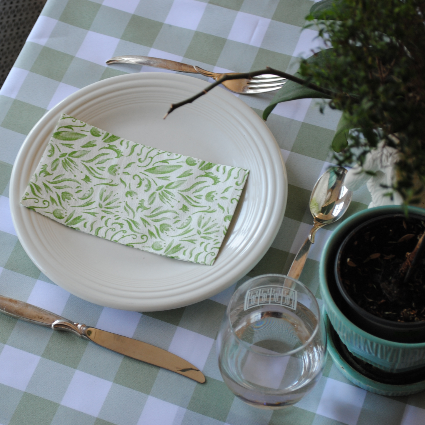 Green Floral Guest Napkins