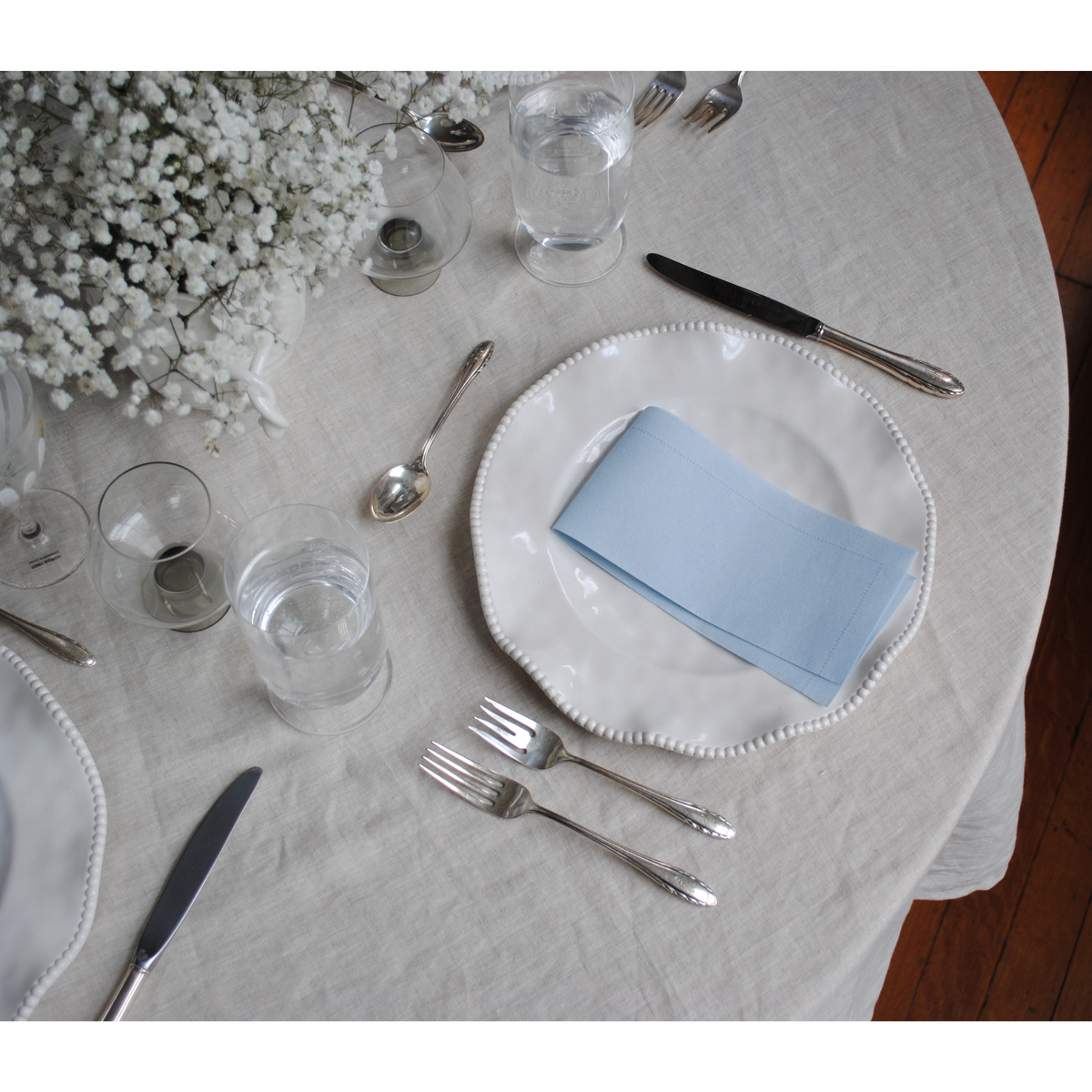 (Case of 5) Light Blue Cloth-Feel Paper Guest Napkins - Great for Baby Shower Napkins