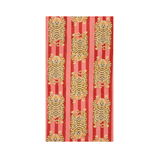 Tiger Animal Print Guest Paper Napkins - Pink and Red Stripes