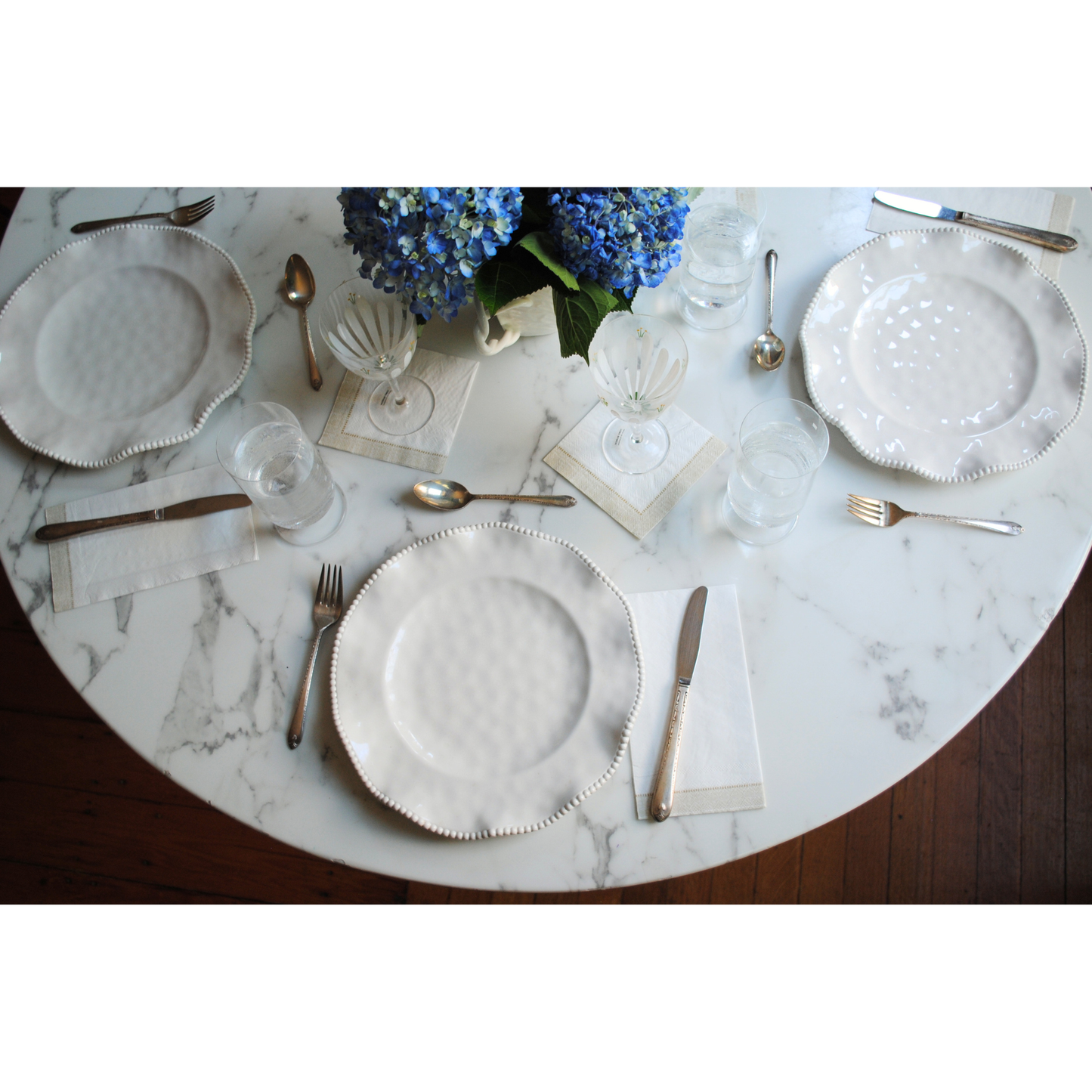 Beige Linen Border Guest Napkins - Case of 5