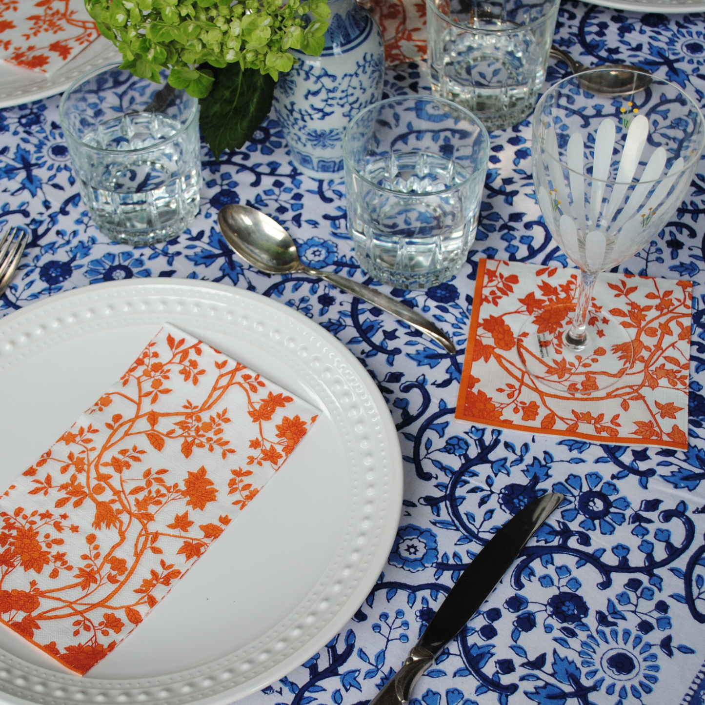 Orange Chinoiserie Cocktail Napkins