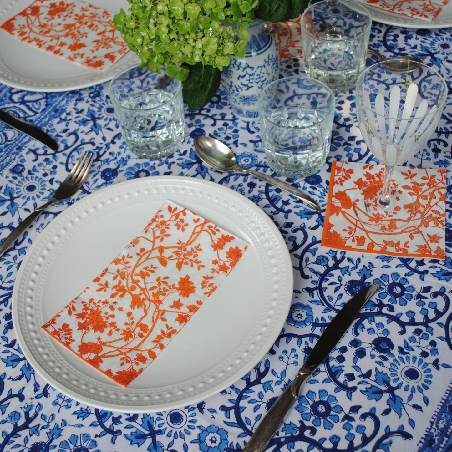 Orange Chinoiserie Dinner Napkins